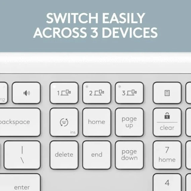 Alt view image 3 of 6 - Signature Slim K950 Wireless Keyboard, Sleek Design, Switch Typing Between Devices, Quiet Typing, Bluetooth