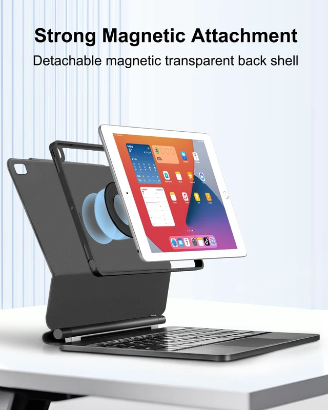 Alt view image 4 of 7 - Magic Style Case Keyboard for iPad 9th/8th/7th Generation 10.2 inch Air 3 | Pro 10.5,Precision Multi-Touch Trackpad,Portrait/Landscape Detachable Cover,Magnetic Floating Cantilever Stand,Backlit,Black