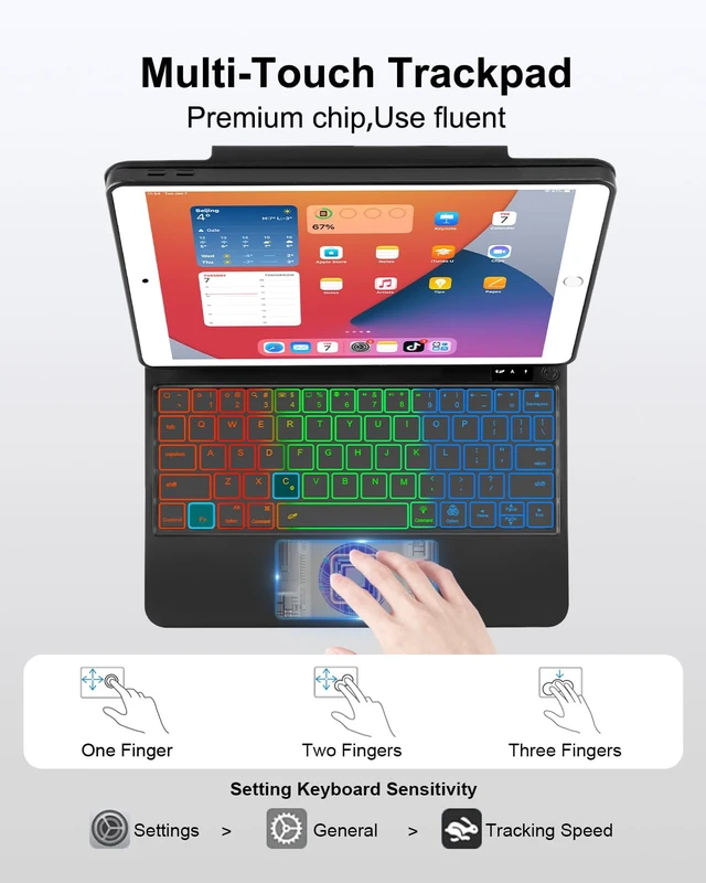 Alt view image 6 of 7 - Magic Style Case Keyboard for iPad 9th/8th/7th Generation 10.2 inch Air 3 | Pro 10.5,Precision Multi-Touch Trackpad,Portrait/Landscape Detachable Cover,Magnetic Floating Cantilever Stand,Backlit,Black
