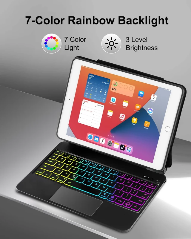 Alt view image 7 of 7 - Magic Style Case Keyboard for iPad 9th/8th/7th Generation 10.2 inch Air 3 | Pro 10.5,Precision Multi-Touch Trackpad,Portrait/Landscape Detachable Cover,Magnetic Floating Cantilever Stand,Backlit,Black