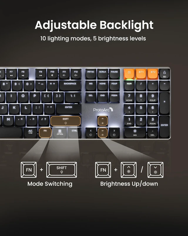 Alt view image 4 of 7 - K310 Pro Backlit Bluetooth Mechanical Keyboard, Linear and Quiet | Aluminum Wireless Mechanical Keyboard, 3 Devices Bluetooth & 2.4G, Programmable Keys, Rechargeable, Low Profile, Full Size