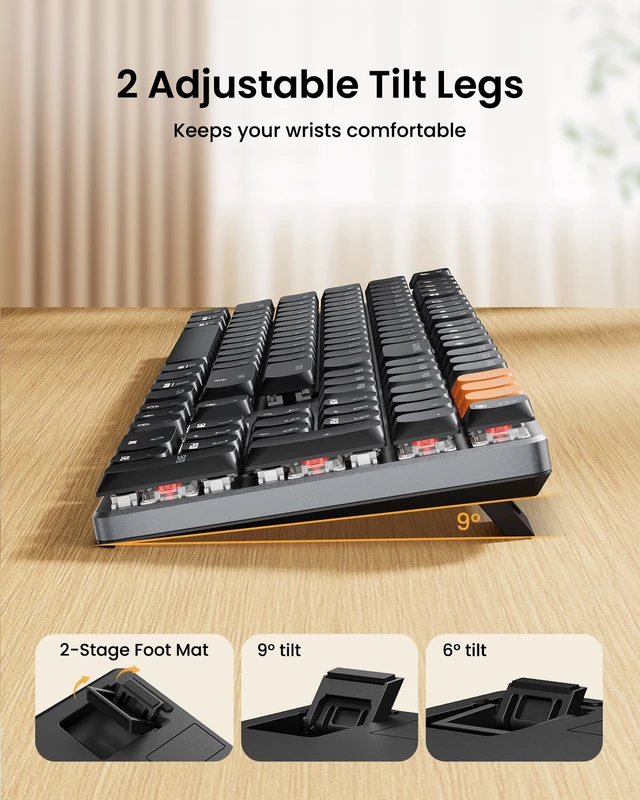 Alt view image 6 of 7 - K310 Pro Backlit Bluetooth Mechanical Keyboard, Linear and Quiet | Aluminum Wireless Mechanical Keyboard, 3 Devices Bluetooth & 2.4G, Programmable Keys, Rechargeable, Low Profile, Full Size