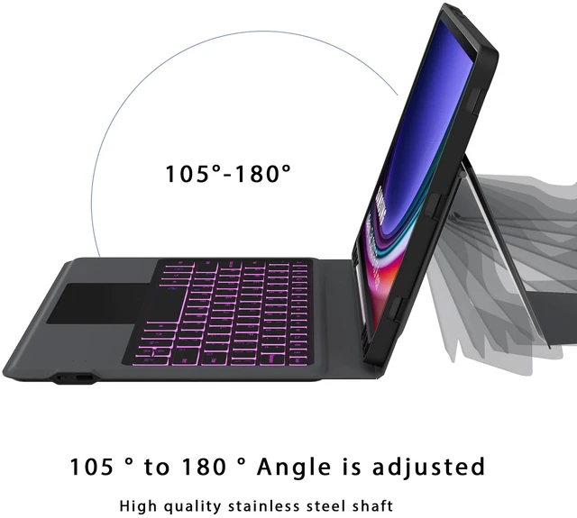 Alt view image 5 of 6 - for Samsung Galaxy Tab S10 Lite S10 FE/S9 FE 10.9"/S9 Backlit Keyboard Case | 7-Color Backlight, Multi-touch Trackpad, Rechargeable, Pen Holder, TPU Protective Book Cover