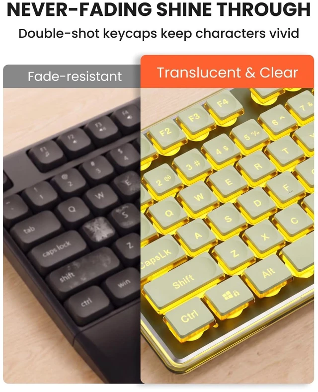 Alt view image 7 of 7 - Wireless Keyboard with Warm Backlit, Quiet, Rechargeable, 2.4GHz, Green | Light Up Letters, 2000mAh Battery, Tilt Leg, Metal Panel, USB-A & C for Windows/Mac OS/Desktop/Laptop/PC