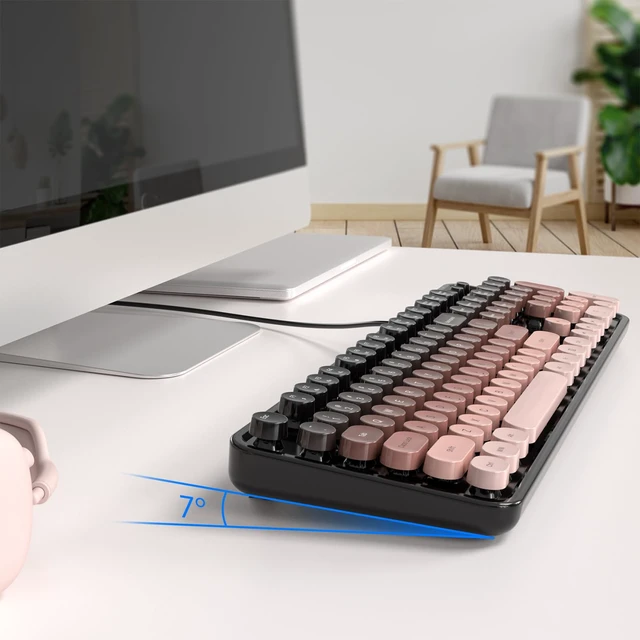 Alt view image 6 of 7 - Wired Computer Keyboard, Full-Size USB Keyboard with Round Keycaps & Numeric Keypad, Plug-and-Play for Windows 7 8 10 11, PC, Laptop, Desktop, Home, Office