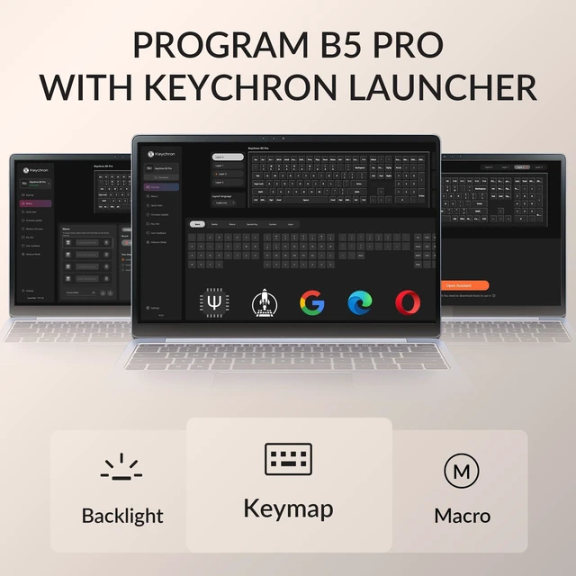 Alt view image 2 of 7 - B5 Pro Ultra-Slim Full-Size Wireless Keyboard, 112-Key Layout with Number Pad, 2.4 GHz Bluetooth 5.2 USB-C, 1000 Hz Polling, Launcher, 300 Hours Working Time, Mac Windows Linux - Ivory White