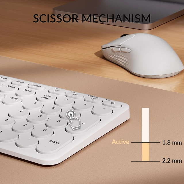 Alt view image 4 of 7 - B5 Pro Ultra-Slim Full-Size Wireless Keyboard, 112-Key Layout with Number Pad, 2.4 GHz Bluetooth 5.2 USB-C, 1000 Hz Polling, Launcher, 300 Hours Working Time, Mac Windows Linux - Ivory White