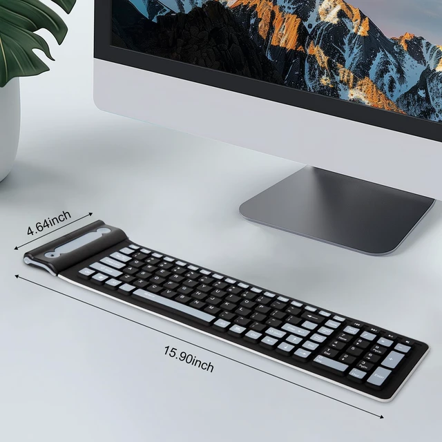 Alt view image 3 of 7 - Silicone Keyboard, Foldable Wireless Rollup Keyboard for Computer, Laptop | 2.4GHz Wireless, Waterproof, Dustproof, Lightweight, Compact Size, Perfect for PC, Notebook, Laptop and Travel, Black