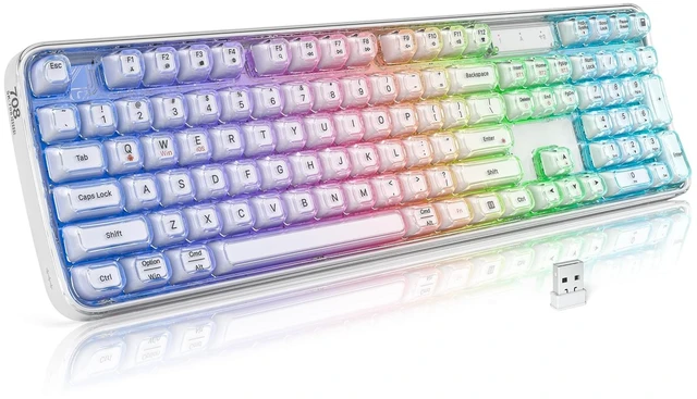 Main image of Clear Wireless Keyboard, Tri-Mode Bluetooth/2.4G Rechargeable Keyboard with RGB Backlit, Ergonomic Computer Keyboard with Transparent Keycaps for PC Laptop Desktop Home Office