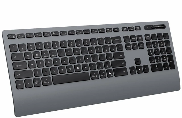 Main image of Bluetooth Wireless Keyboard Ergonomic with Wrist Rest,USB/Bluetooth*2,Full-Size Multi-device keyboards,4 Systems,8 Adjustable Angles,Number Pad,Long Battery Life for MacBook/PC/Laptop/Mac/Office/Home