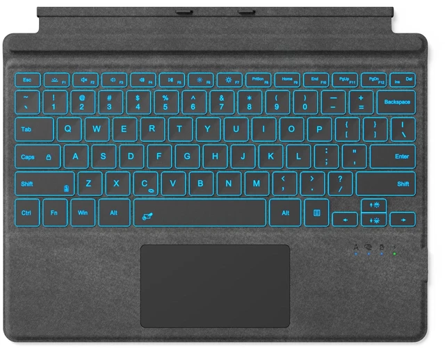 Main image of Wireless Keyboard Type Cover for Microsoft Surface Pro 7 Plus 7/6/5/4/3 | Bluetooth 7 Color Backlit Ultra-Slim Portable Magnetic Keyboard with Trackpad, USB-C Recharge, Black