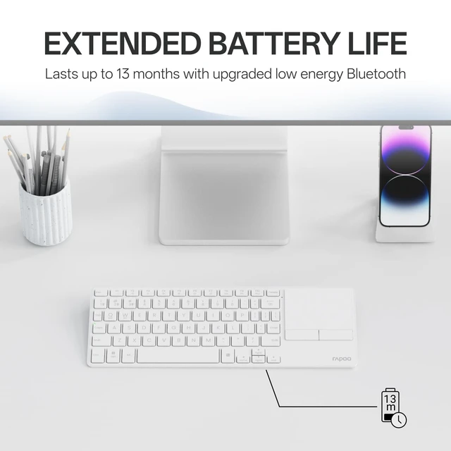 Alt view image 7 of 7 - Portable Wireless Keyboard with Touchpad, Multi-Device HTPC Keyboard for PC-Connected TV/Tablet/Steam Deck/Gaming Console/Raspberry Pi/Mini PC - Support Touch Gestures for Windows & Mac