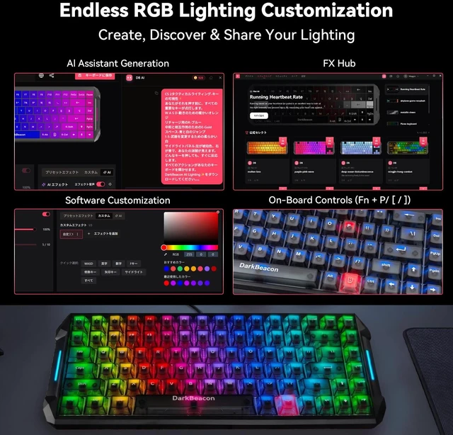 Alt view image 5 of 7 - Blade84 TKL Silent Mechanical Keyboard, Quiet Typing, Programmable 84 Keys, AI-Software, 8000Hz N-Key Rollover, Hot Swap Gasket Structure, RGB Wired Gaming Keyboard for Win/Mac
