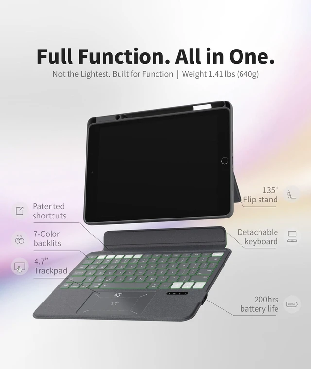 Alt view image 2 of 7 - Magnetix Keyboard Case for iPad 10.2 7th/8th/9th Gen & iPad Air 10.5 | Magnetic Detachable Cover with Precision Trackpad, 7-Color Backlit Keys, Slim Protective Smart Folio, Auto Sleep/Wake Support