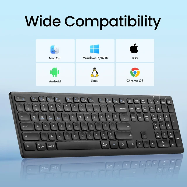 Alt view image 3 of 7 - Wireless Bluetooth Keyboard, Support Multi Device Switching, Full Size, Scissor-Switch Keys Silent Design for Computer, Laptop, MacBook and iPad