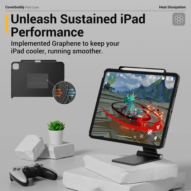 Alt view image 3 of 7 - CoverBuddy iPad Case that Fits Magic Keyboard for iPad Air 13" (M4 2026 / M3 2025 / M2 2024, 8th/7th/6th Generation) Magic Keyboard Compatible iPad Air Case with Heat Dissipation (White 5.0)