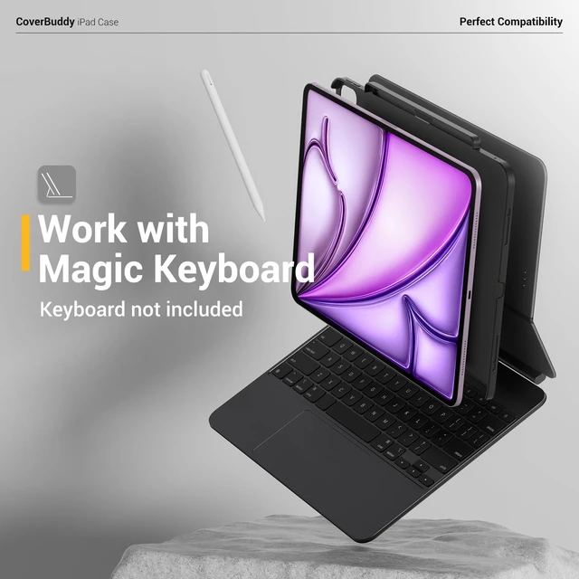 Alt view image 5 of 7 - CoverBuddy iPad Case that Fits Magic Keyboard for iPad Air 13" (M4 2026 / M3 2025 / M2 2024, 8th/7th/6th Generation) Magic Keyboard Compatible iPad Air Case with Heat Dissipation (White 5.0)
