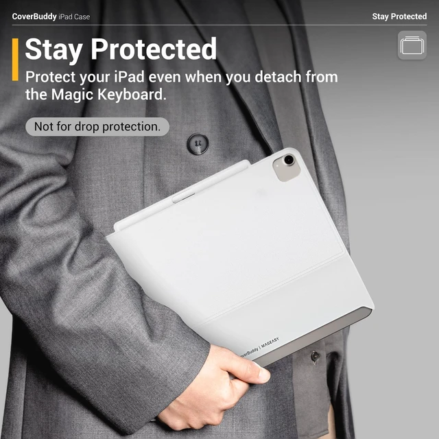 Alt view image 7 of 7 - CoverBuddy iPad Case that Fits Magic Keyboard for iPad Air 13" (M4 2026 / M3 2025 / M2 2024, 8th/7th/6th Generation) Magic Keyboard Compatible iPad Air Case with Heat Dissipation (White 5.0)