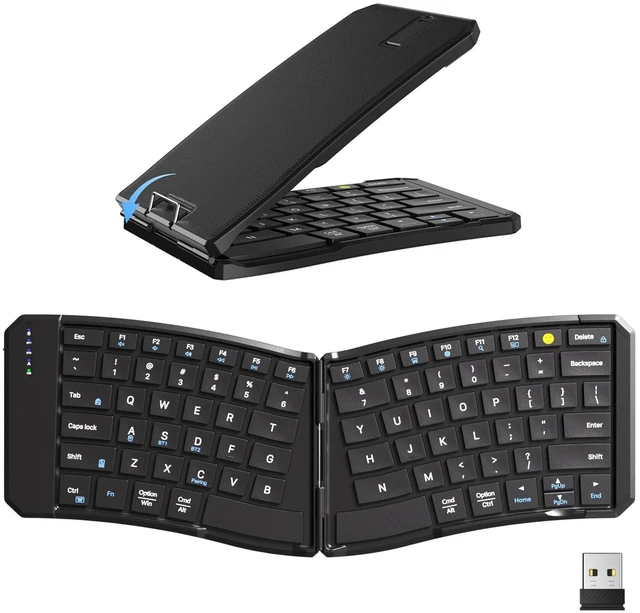 Main image of Ergonomic Foldable Keyboard, 3-Device Dual Mode 2.4G & Bluetooth | Ultra-Slim Portable Wireless Design for Travel&Lap Use, Connects up to 3 Devices, Compatible with iOS, Android, Windows