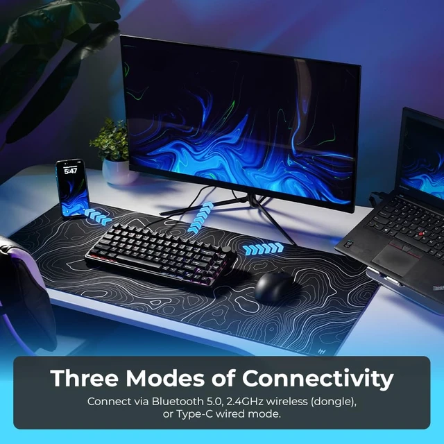 Alt view image 4 of 7 - Ghost 75% Wireless Mechanical Keyboard | RGB Gaming Keyboard with Volume Knob | Tri-Mode 2.4GHz/Bluetooth/USB-C | Gasket Mounted | Hot Swappable Pre-Lubed Linear Switches | 4000mAh | Black