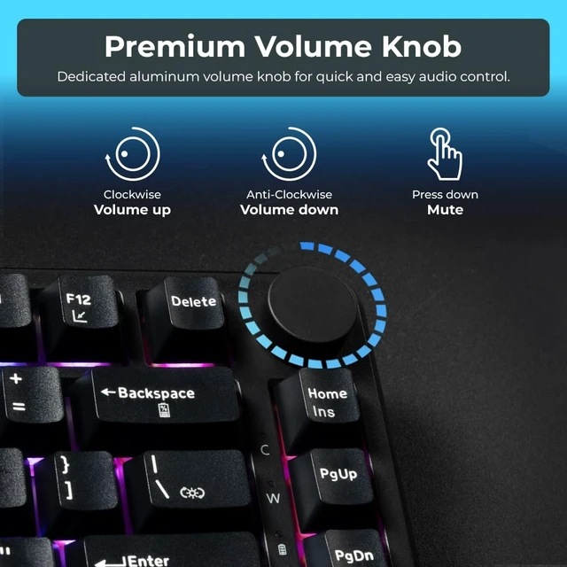 Alt view image 5 of 7 - Ghost 75% Wireless Mechanical Keyboard | RGB Gaming Keyboard with Volume Knob | Tri-Mode 2.4GHz/Bluetooth/USB-C | Gasket Mounted | Hot Swappable Pre-Lubed Linear Switches | 4000mAh | Black