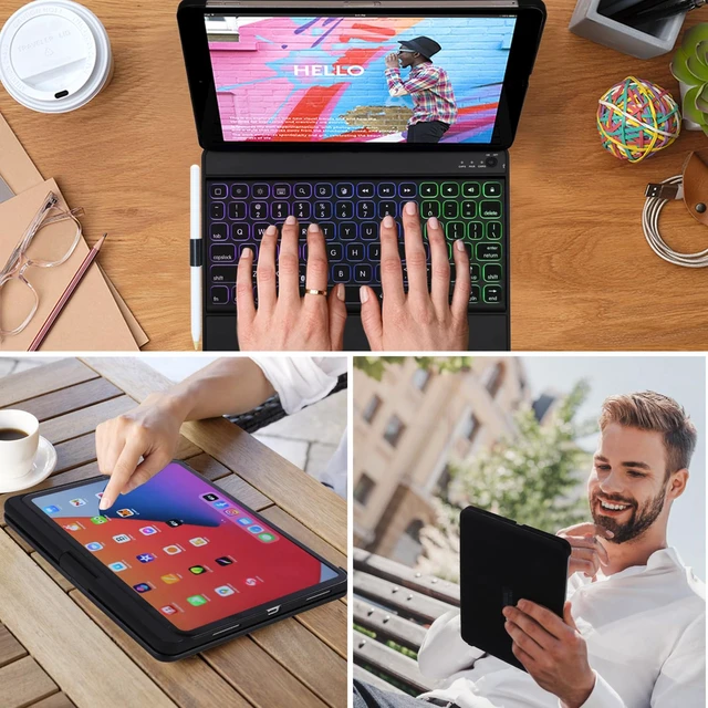 Alt view image 4 of 7 - LENRICH Keyboard Case for iPad Air 11 M4/M3/M2&iPad Pro 11 4th/3rd/2nd/1st | For iPad Air 5th/4th Generation 10.9 inch Backlight 360 Rotatable Pencil holder Dark Black