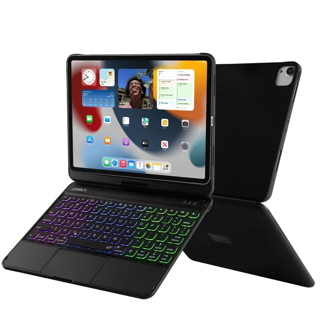 Alt view image 7 of 7 - LENRICH Keyboard Case for iPad Air 11 M4/M3/M2&iPad Pro 11 4th/3rd/2nd/1st | For iPad Air 5th/4th Generation 10.9 inch Backlight 360 Rotatable Pencil holder Dark Black