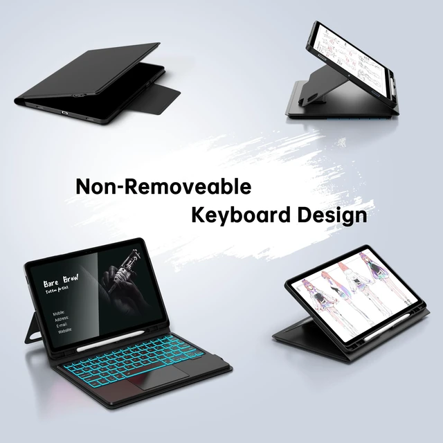 Alt view image 6 of 7 - Touch Keyboard Case for Samsung Galaxy Tab S11 11 inch Multi-Touch Trackpad | 7 Color Backlit | Slim Folio Cover with S Pen Holder | Bluetooth Wireless Touchpad Keyboard for Tab S11 11" Black