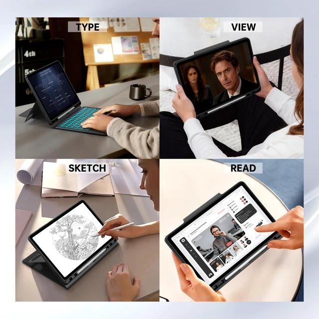 Alt view image 5 of 7 - Touch Keyboard Case for Samsung Galaxy Tab S11 11 inch Multi-Touch Trackpad | 7 Color Backlit | Slim Folio Cover with S Pen Holder | Bluetooth Wireless Touchpad Keyboard for Tab S11 11" Black