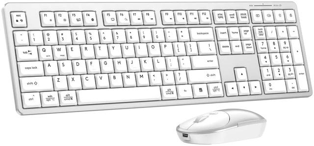 Main image of Wireless Bluetooth Keyboard and Mouse Combo, Ultra Slim Set for Mac/Windows | Bluetooth+2.4GHz USB Connect, Quiet, Rechargeable, Full-Size Keyboard, 3-Level DPI Mouse, for PC/Laptop/MacBook
