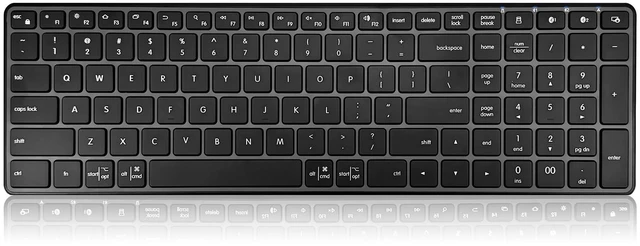 Main image of Wireless Bluetooth Keyboard, 3-Device Free Switching (2.4G+BT), Ultra-Slim Compact Wireless Keyboard Quiet Typing for PC/Laptop/Smart TV/Phone,12 Multimedia Keys