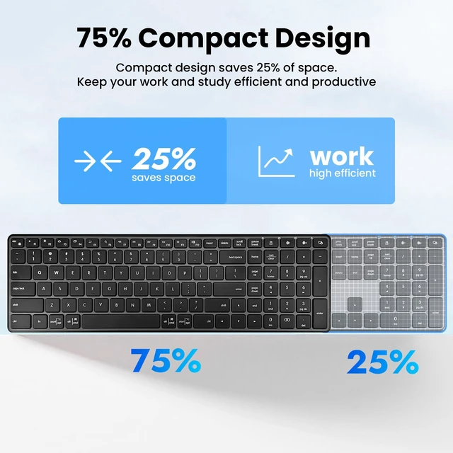 Alt view image 5 of 7 - Wireless Bluetooth Keyboard, 3-Device Free Switching (2.4G+BT), Ultra-Slim Compact Wireless Keyboard Quiet Typing for PC/Laptop/Smart TV/Phone,12 Multimedia Keys