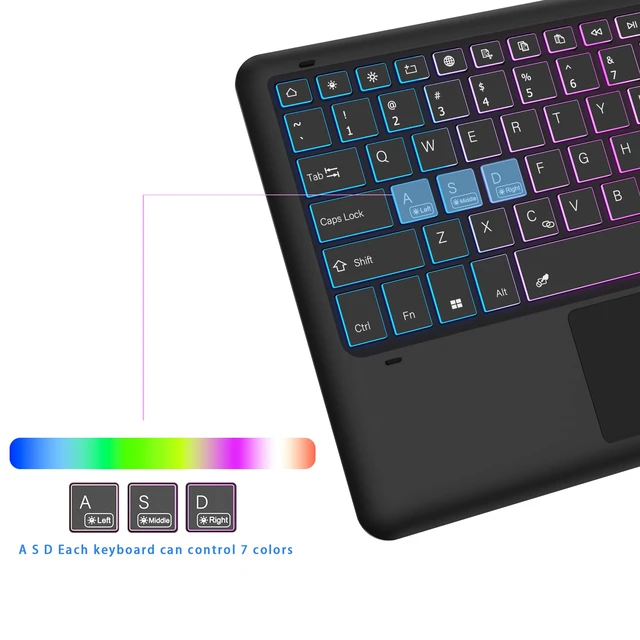 Alt view image 2 of 7 - for Lenovo Idea Tab Pro 12.7 inch 2025 Keyboard Case with Trackpad Backlit | 3 Zone 7 Colors DIY RGB Backlit | Multi-Touch Trackpad | Detachable | Pen Holder | Rechargeable | TPU Protective Book Cover