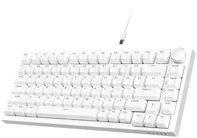 Main image of Ajazz AK820 Mechanical Keyboard with CNC Knob Control,75% Gasket Mount Keyboard and Detachable USB Wired Gaming Keyboard for Win/Mac,Blue Light,NKRO,Blue Clicky Switch(White)