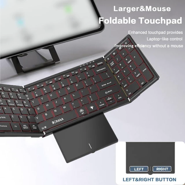 Alt view image 4 of 6 - Wireless 2.4G Bluetooth Folding Keyboard with Trackpad, RGB Backlight, Silent Rechargeable, Full Size Travel Portable Keyboard for Laptop, Tablet Phone