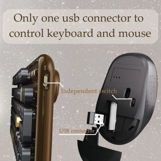 Alt view image 6 of 6 - Keyboard and Mouse Wireless Black Coffee | Full-Sized Office Keyboard with Typewriter Flexible Keys, 2.4GHz Connection, Wrist Rest, Optical Mouse for PC Laptop