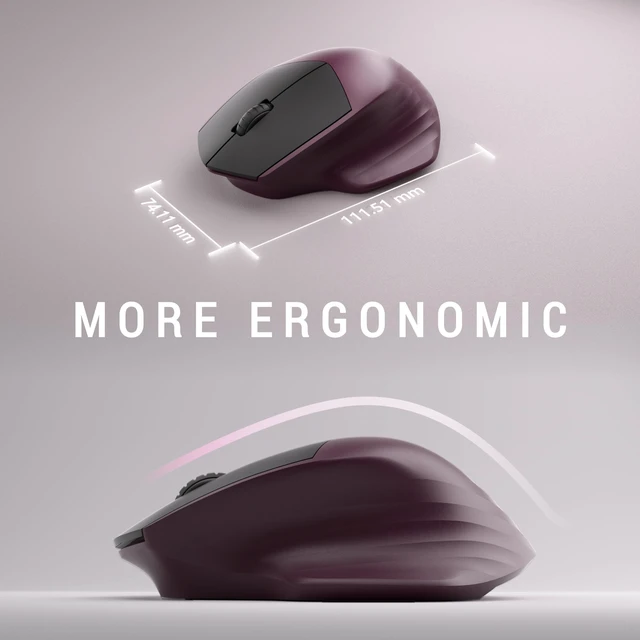 Alt view image 5 of 6 - Ergonomic Wireless Keyboard and Mouse Combo, Claret | Computer Keyboard Mouse with Wrist Rest, BK Chipset, Full-Size Colorful, Power Button, USB Receiver for PC Laptop
