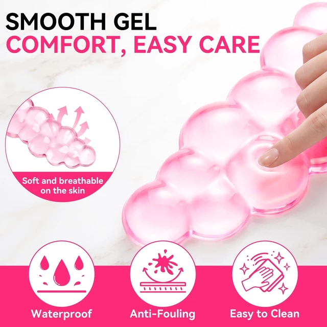 Alt view image 4 of 7 - Keyboard Stand with Wrist Rest and Mouse Pad, Acrylic Keyboard Riser, Pink | Gel Cloud Keyboard Wrist Rest, Ergonomic Wrist Support, Non-Slip 3-in-1 Set, Typing Comfort for Home Office, Study and