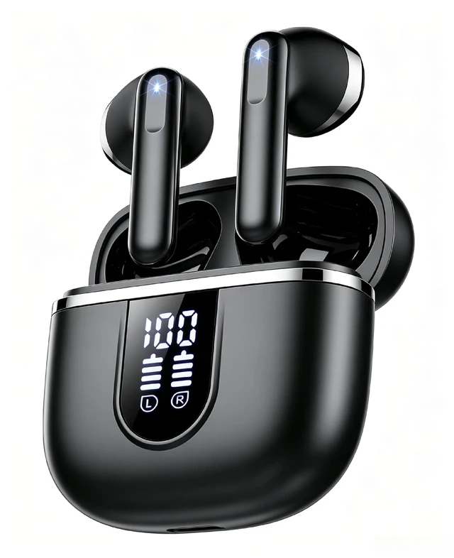 Main image of Wireless Earbuds, Bluetooth 5.4 Headphones with 3D Bass Stereo Sound, 40H In-Ear Buds with 6 ENC Noise Cancelling Mic, Ultralight Bluetooth Earbuds USB-C LED, IP7 Waterproof Earphones for Android iOS