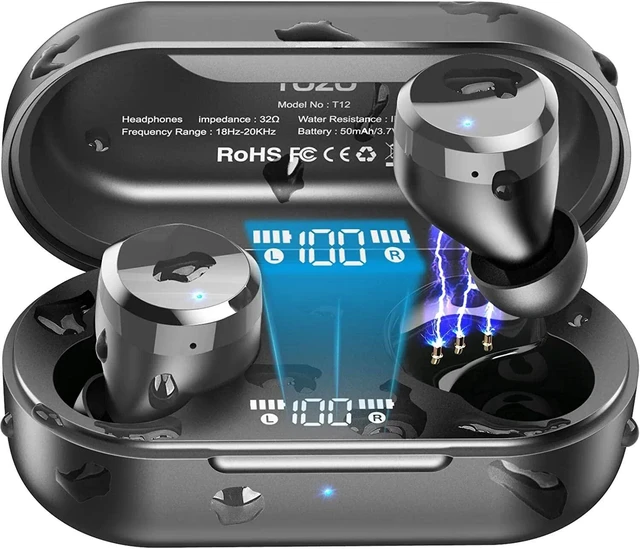 Main image of T12 Wireless Earbuds Bluetooth 5.3, LED Display Case, Deep Bass Sound | ENC Call Noise Cancellation Ear Buds, 55H Playtime, APP EQ Customization, IPX8 Waterproof
