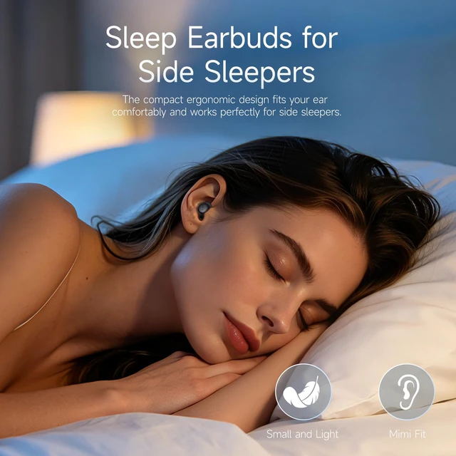 Alt view image 2 of 7 - Sleep Earbuds Bluetooth,Active Noise Cancelling Ear Plugs for Side Sleepers | Wireless in-Ear Earbuds Bluetooth 6.2,Sleep Headphones with ANC, Light-Weight Ear Plugs,40H Battery