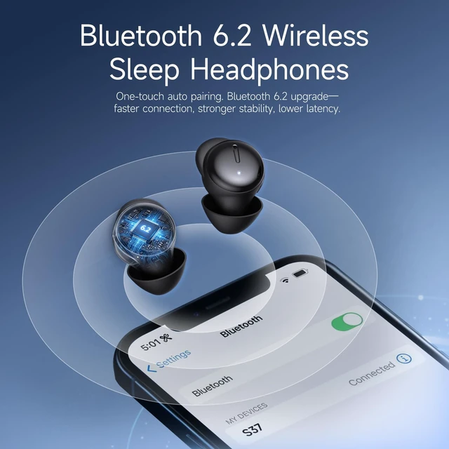 Alt view image 6 of 7 - Sleep Earbuds Bluetooth,Active Noise Cancelling Ear Plugs for Side Sleepers | Wireless in-Ear Earbuds Bluetooth 6.2,Sleep Headphones with ANC, Light-Weight Ear Plugs,40H Battery
