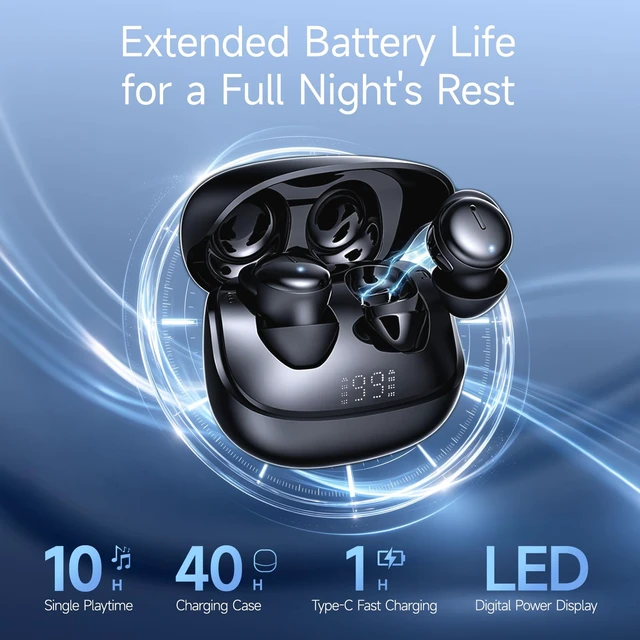 Alt view image 5 of 7 - Sleep Earbuds Bluetooth,Active Noise Cancelling Ear Plugs for Side Sleepers | Wireless in-Ear Earbuds Bluetooth 6.2,Sleep Headphones with ANC, Light-Weight Ear Plugs,40H Battery