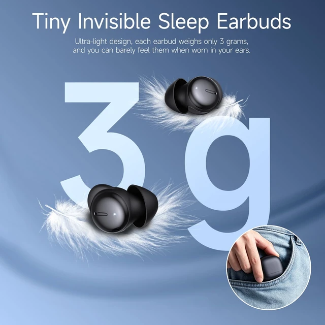 Alt view image 4 of 7 - Sleep Earbuds Bluetooth,Active Noise Cancelling Ear Plugs for Side Sleepers | Wireless in-Ear Earbuds Bluetooth 6.2,Sleep Headphones with ANC, Light-Weight Ear Plugs,40H Battery