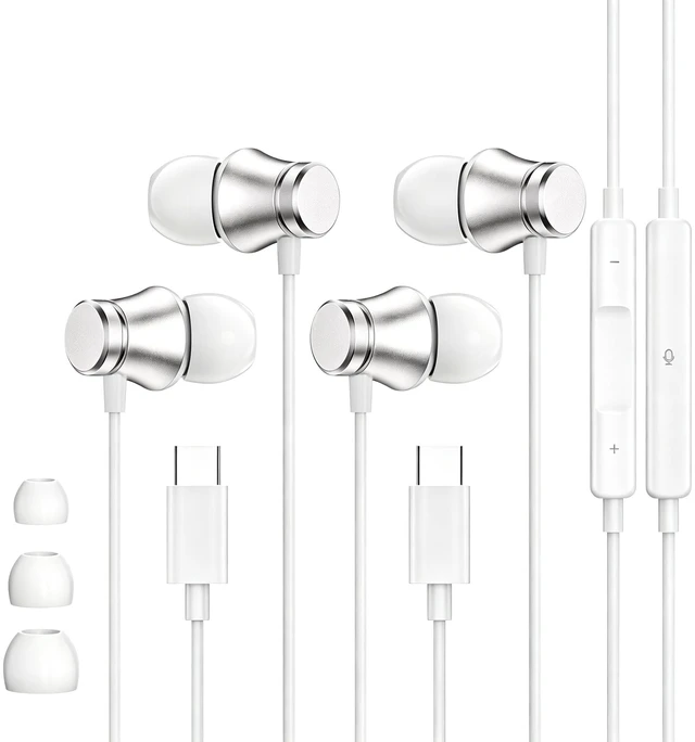 Main image of USB C Headphones for iPhone 18/17/16/15Wired Earbuds Type C Earphones | 2 Pack Wired Earbuds with Clear Mic & Noise Isolation, Type C, HiFi Stereo, Wired for iPhone, Galaxy S26 S25 Ultra, Pixel