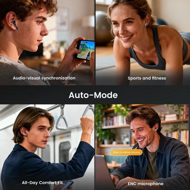 Alt view image 6 of 7 - Wireless Earbuds Bluetooth 5.4 with Low Latency Gaming Mode, 38H Playtime, Noise Cancelling Headphones with Mic, LED Display, Hi-Fi Stereo Sound for Mobile/PC (Optimus Primal Grey)