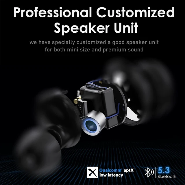 Alt view image 2 of 7 - Wireless Earbuds, Bluetooth 5.3 in-Ear Earphones with Built-in Mic | Deep Bass Stereo, Lightweight Compact Charging Case, Sport/Work, Compatible iPhone and Android