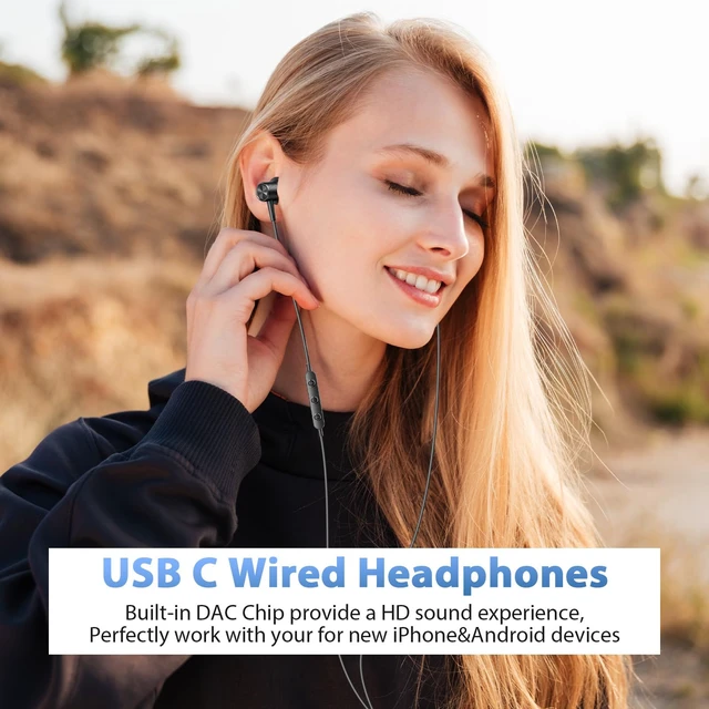 Alt view image 2 of 7 - Wired Earbuds USB C Headphones for iPhone 18 Pro Max 17 16 15,Black | Type C Headphones for Samsung S26 S25 S24 Ultra A16 A17,C Plug EarBuds Wired Earphones with Microphone&Case for iPad Pro 11th