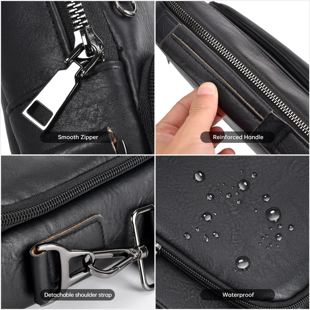 Alt view image 5 of 7 - 12.9-13 Inch iPad Leather Bag for 2026 2025 13 inch iPad Pro M5 M4 & iPad Air M4 with Magic Keyboard, iPad Pro 12.9, Travel Shoulder Carrying Sleeve Case Handle Bag, Black