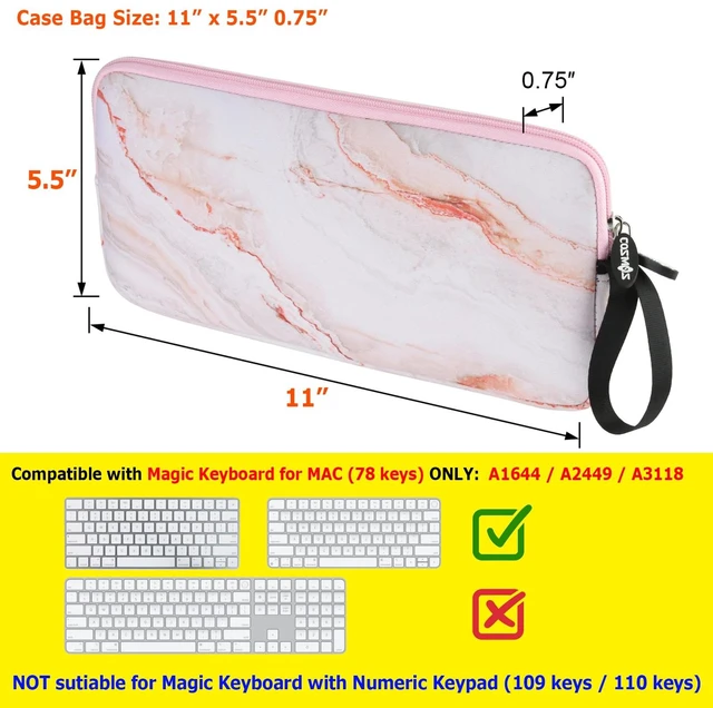 Alt view image 2 of 6 - Neoprene Carrying Keyboard Sleeve Case Bag Protection Pouch Compatible with Magic Keyboard 1 & 2, Wireless Keyboard, Magic Mouse, Magic Trackpad and Wireless Trackpad (Pink Marble Pattern)